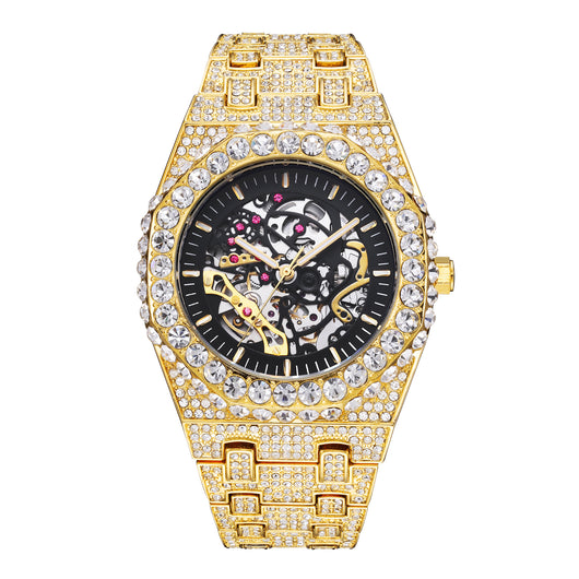 Reloj Mecánico Hip Hop Automático con Diamantes y Diseño Calado - Image 4