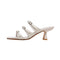 Square Toe Stiletto Heel Mule Sandals in Leather