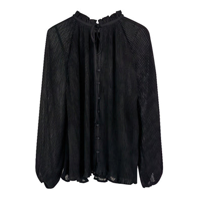 Blusa Elegante con Cuello Volante, Cordones y Mangas Farol Plisadas - Image 6