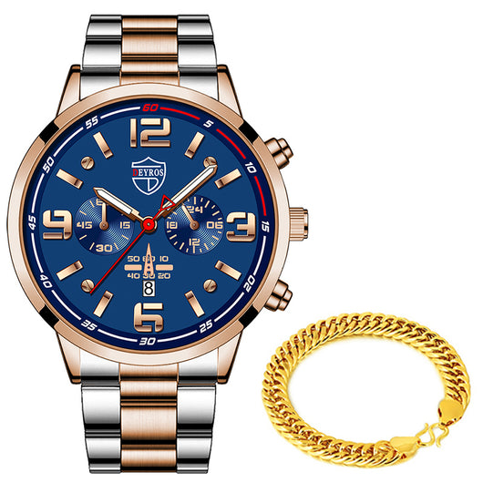 Reloj de Cuarzo para Hombre con Banda de Acero y Calendario Luminoso - Image 12