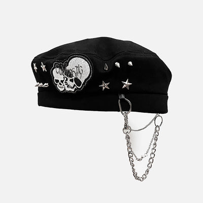 Boina Punk Rock Calavera con Cadena - Estilo Alternativo Rebel - Image 7