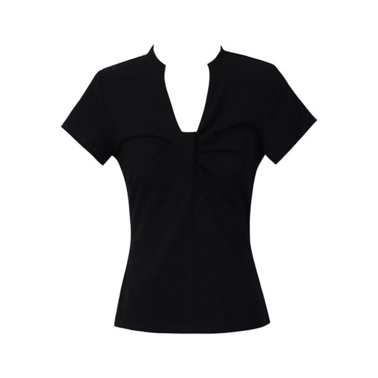 Blusa Básica Mujer con Nudo en V - Camiseta Versátil para Cualquier Ocasión - Image 9