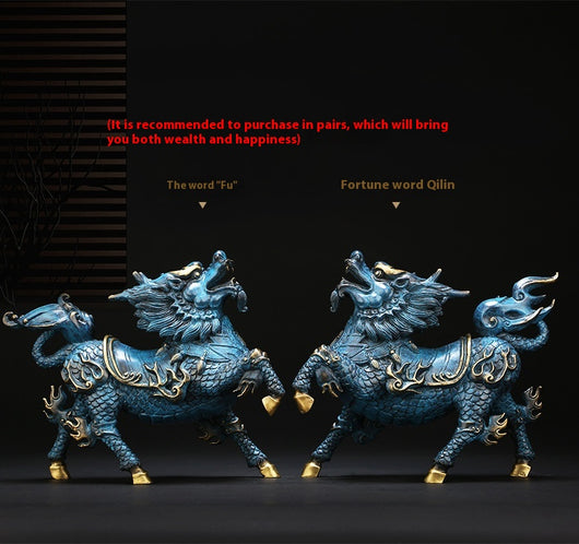 Par de Ornamentos Feng Shui Fire Kirin en Cobre - Decoración del Hogar - Image 28