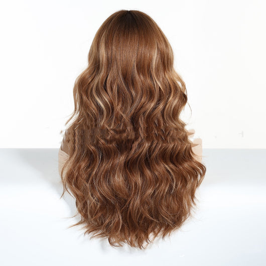 Peluca Larga Rizada con Mechas Castaño Claro - Cobertura Total - Image 10