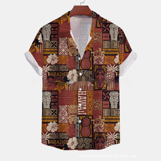 Camisa Casual de Manga Corta Estampada para Hombre - Image 6