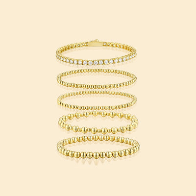 Conjunto de 5 Pulseras de Moissanita Redonda Estilo Clásico en Oro - Resistente al Desvanecimiento - Image 7
