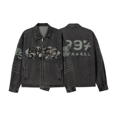 Chaqueta de Motociclista Denim con Bordados - Image 6
