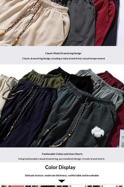 Pantalones Cortos de Lino Holgados para Hombre - Image 12