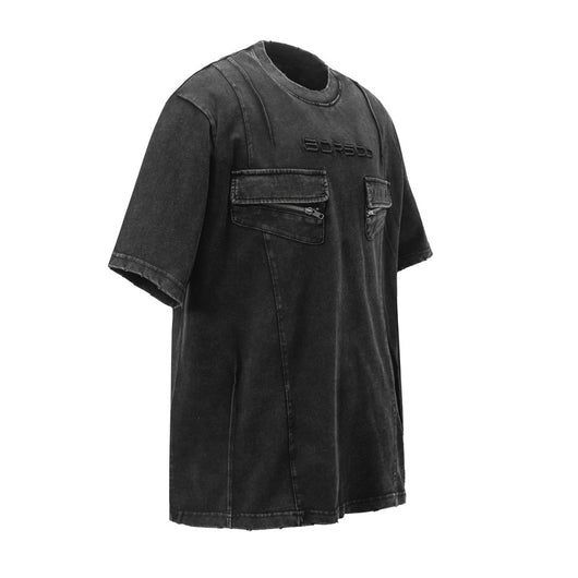 Playera Retro de Trabajo con Bolsillos Decorativos y Efecto Desgastado - Image 4