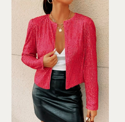 Chaqueta Casual Corta con Lentejuelas y Bloques de Color - Image 9