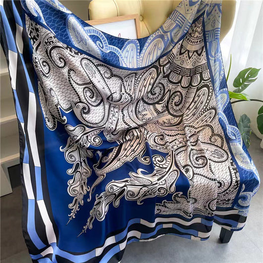 Pañuelo Cuadrado de Satén Estampado Cashew para Mujer - Image 6
