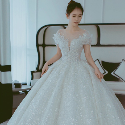 Vestido de Novia Francés Hombros Descubiertos - Image 13