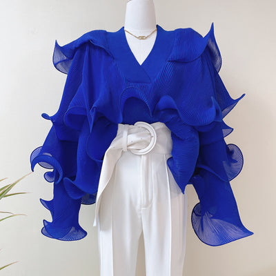 Blusa Elegante de Gasa con Volantes - Image 9