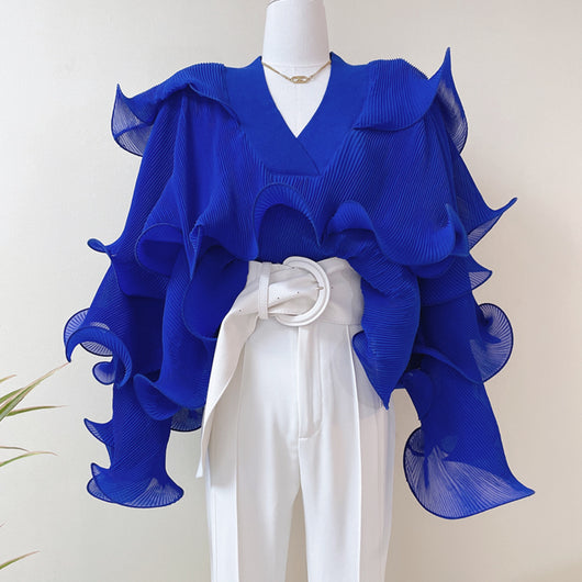 Blusa Elegante de Gasa con Volantes - Image 9