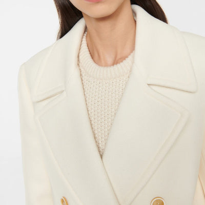 Abrigo Elegante Doble Botonadura Blanco Largo para Mujer - Image 3