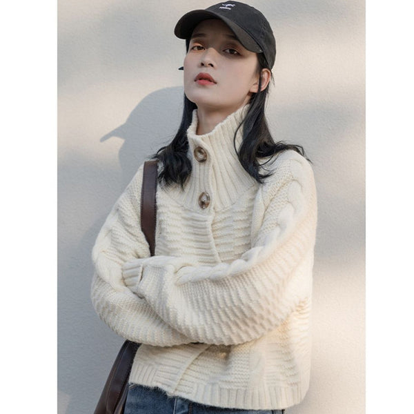Cardigan Suelto Retro Estilo Hong Kong - Suéter Corto Vintage