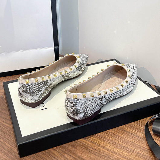 Zapatos Planos Punta Fina con Patrón Piel de Serpiente para Mujer - Image 8