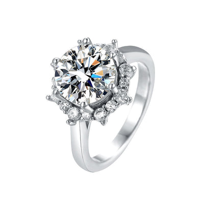 Anillo de Bodas Plata 925 Diseño Floral con Cristales de Alto Brillo - Image 6