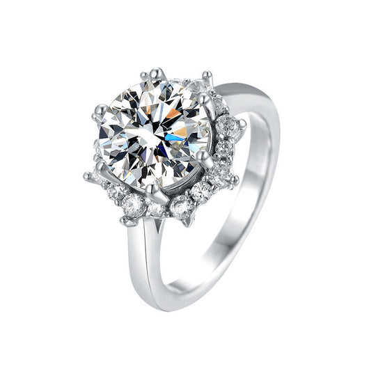 Anillo de Bodas Plata 925 Diseño Floral con Cristales de Alto Brillo - Image 6