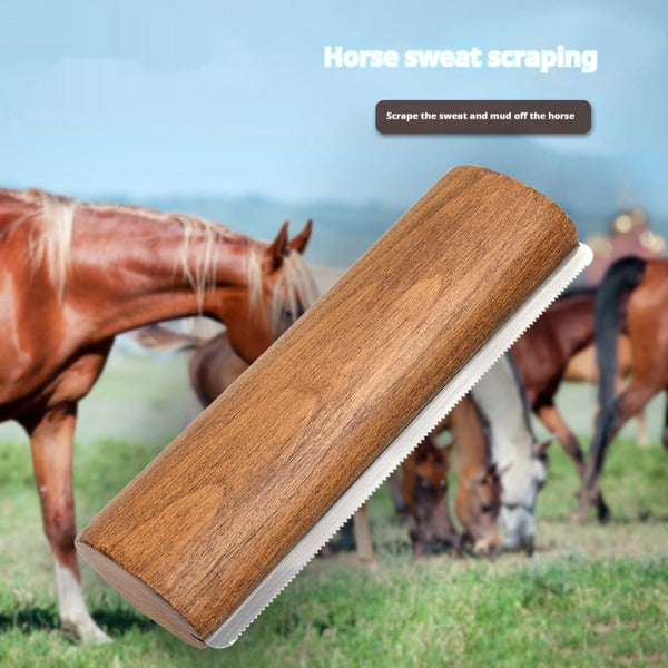 Rascador de Sudor de Madera Maciza 20cm con Borde Serrado para Caballos