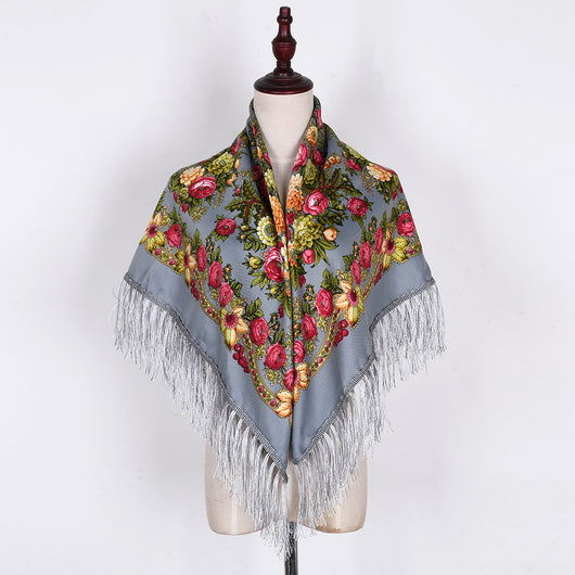 Pashmina Étnica con Flores Bordadas y Borlas - Image 27