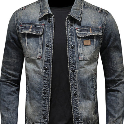 Chaqueta de Mezclilla Vintage Desgastada Estilo Clásico Europeo - Image 3