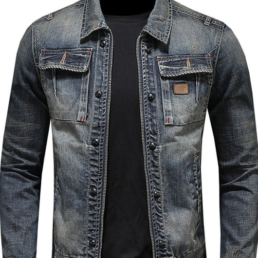 Chaqueta de Mezclilla Vintage Desgastada Estilo Clásico Europeo - Image 3