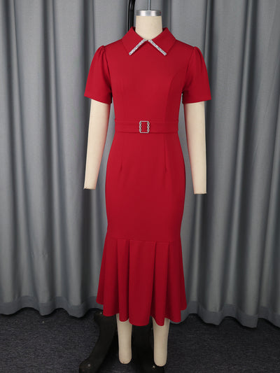 Vestido Elegante de Solapa Corta Estilo Europeo y Americano - Image 6