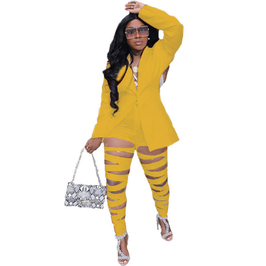 Traje Casual Mujer Estilo Europeo Flor Quemada Otoño Invierno - Image 11