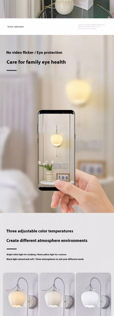 Lámpara de Pared Estilo Crema Flor de Orquídea para Mesita de Noche - Image 21