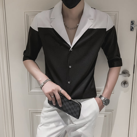 Camisa Slim Fit a Rayas Manga Corta para Hombre - Image 20