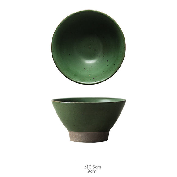 Tazón de Barro Artesanal Jingdezhen Retro con Patas Altas para Sopas