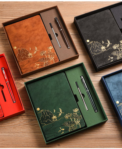 Set de Cuaderno A5 Estilo Chino Vintage para Negocios y Oficina en Caja de Regalo - Image 23