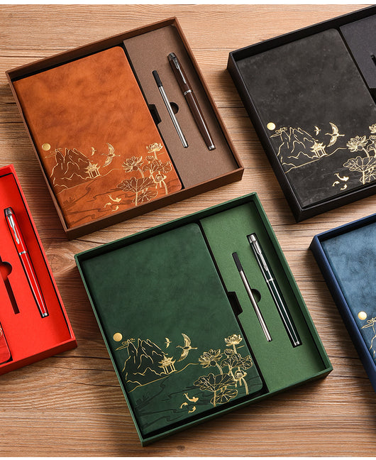 Set de Cuaderno A5 Estilo Chino Vintage para Negocios y Oficina en Caja de Regalo - Image 23