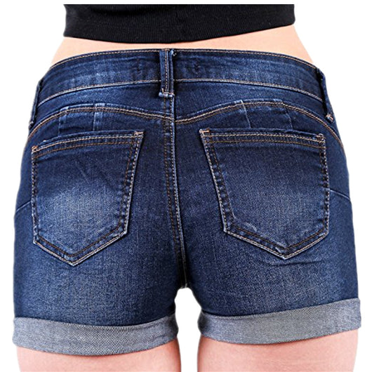 Shorts Denim Ajustados Cintura Alta con Stretch - Image 4
