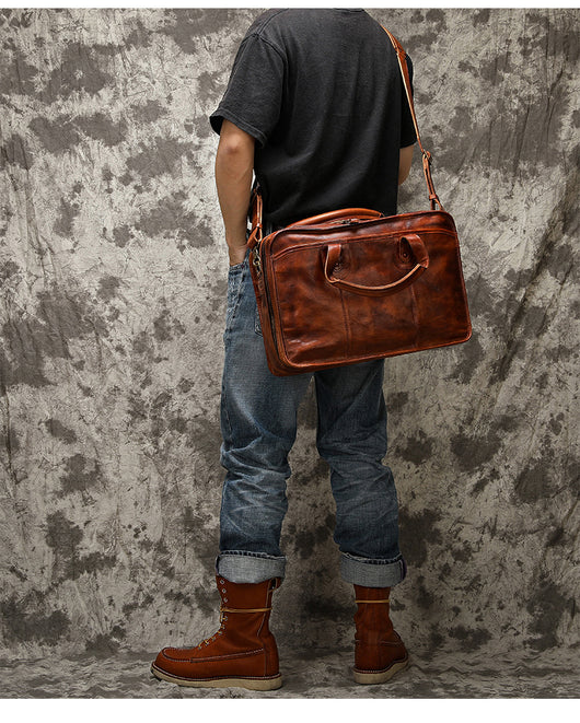 Maletín Vintage de Cuero para Hombre con Gran Capacidad - Image 7