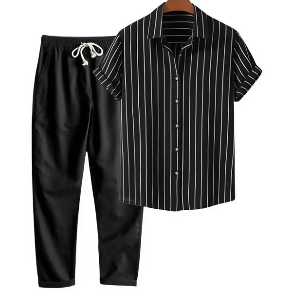 Traje Casual Hombre Estampado Manga Corta - Conjunto Moderno y Versátil