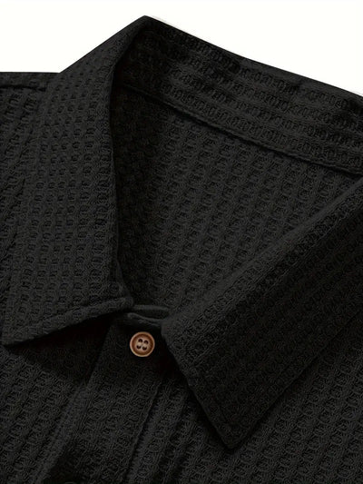 Camisa Casual de Punto Rombo con Solapa - Corte Holgado Manga Corta Hombre - Image 18