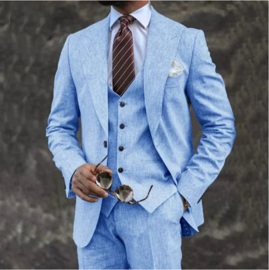 Traje Ejecutivo Tres Piezas Rosa Claro para Hombre - Estilo Europeo y Americano - Image 3