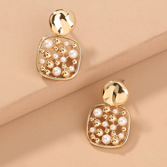 Aretes de Perla con Corte Cuadrado - Image 2