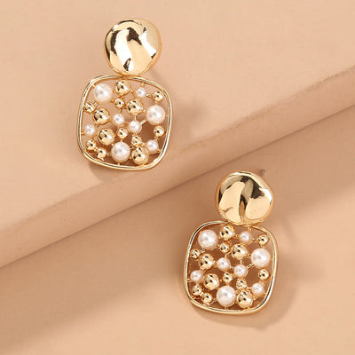 Aretes de Perla con Corte Cuadrado - Image 2