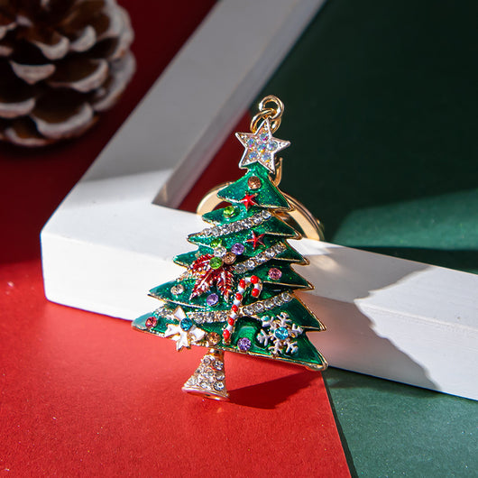 Llavero Navideño Árbol de Navidad con Gotas de Diamante Europeo y Americano - Image 12