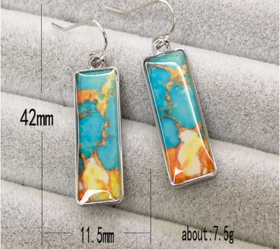 Aretes Cuadrados Retro Vidriados con Efecto Mármol Colorido - Image 6