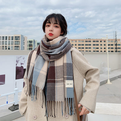 Bufanda de Invierno Mujer Estilo Coreano Clásico Británico - Image 8
