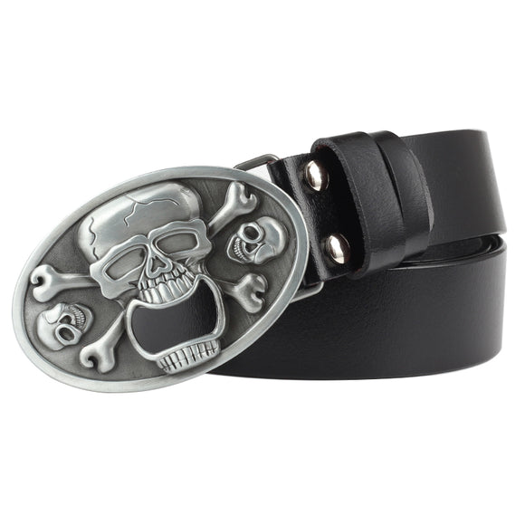 Cinturón Casual para Hombre con Hebilla Calavera
