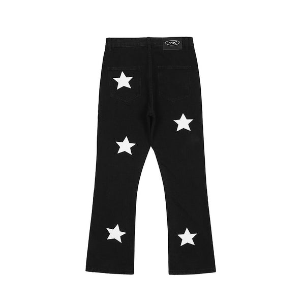 Jeans Acampanados Casuales con Estampado de Estrellas para Hombre