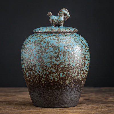 Recipiente de Té Cerámica Azul con Horno Decorativo - Image 13