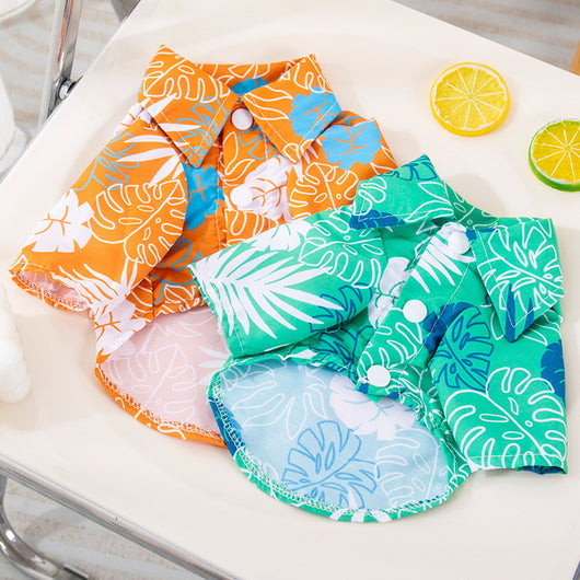 Camisa Hawaiana Playa para Mascotas con Diseño de Hojas