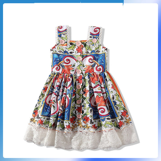 Vestido Princesa Infantil con Tirantes y Encaje Elegante - Image 8
