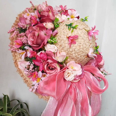 Sombrero de Paja Púrpura con Flor para Mujer - Estilo Raffia - Image 41